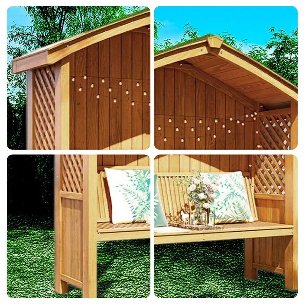 SOLARA Wooden Pergola - Finnish Solid Wood, Twill Design with Dual-Drainage Pitched Roof, Outdoor Garden & Patio Pavilion - Yellow