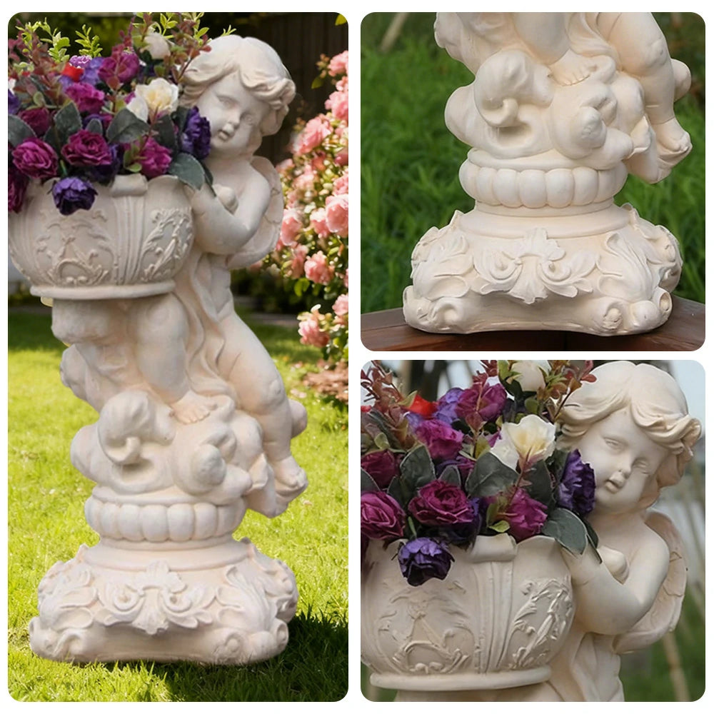 SOLARA 50cm Girl Angel Design Outdoor Planter UV-Resistant, Waterproof, Corrosion-Resistant, Durable for All Weather, Elegant Design for Gardens Patios