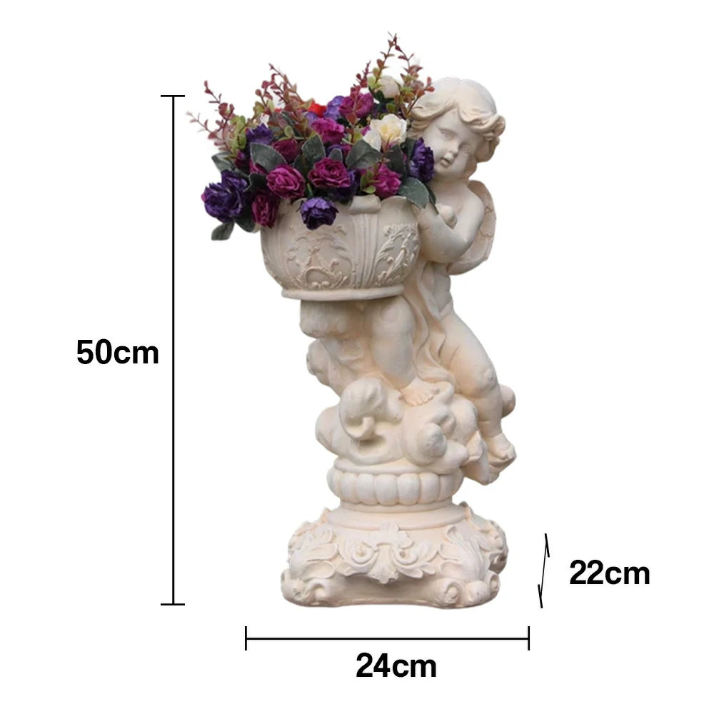SOLARA 50cm Girl Angel Design Outdoor Planter UV-Resistant, Waterproof, Corrosion-Resistant, Durable for All Weather, Elegant Design for Gardens Patios