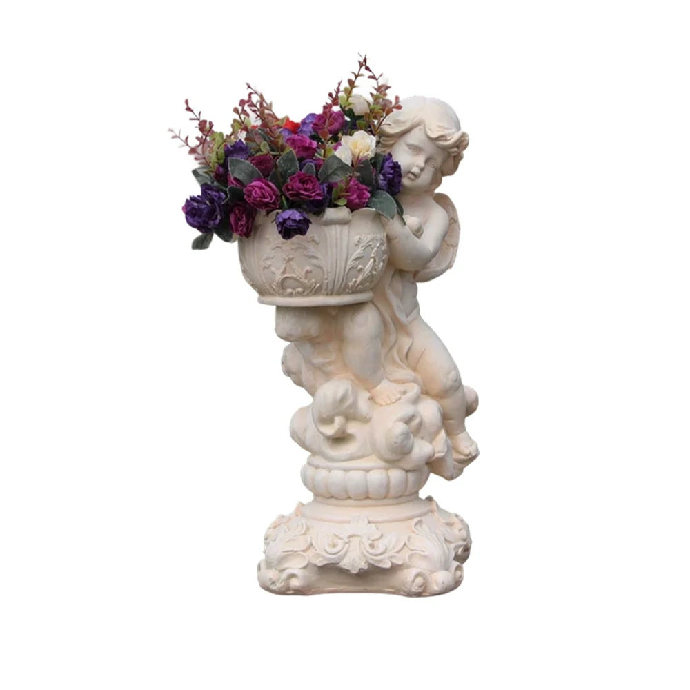 SOLARA 50cm Girl Angel Design Outdoor Planter UV-Resistant, Waterproof, Corrosion-Resistant, Durable for All Weather, Elegant Design for Gardens Patios