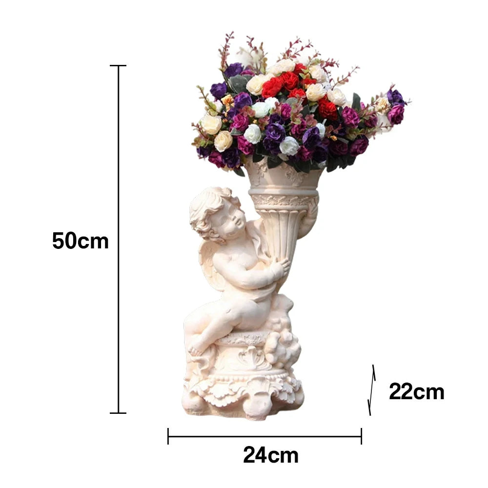 SOLARA 50cm Boy Angel Design Outdoor Planter UV-Resistant, Waterproof, Corrosion-Resistant, Durable for All Weather, Elegant Design for Gardens Patios