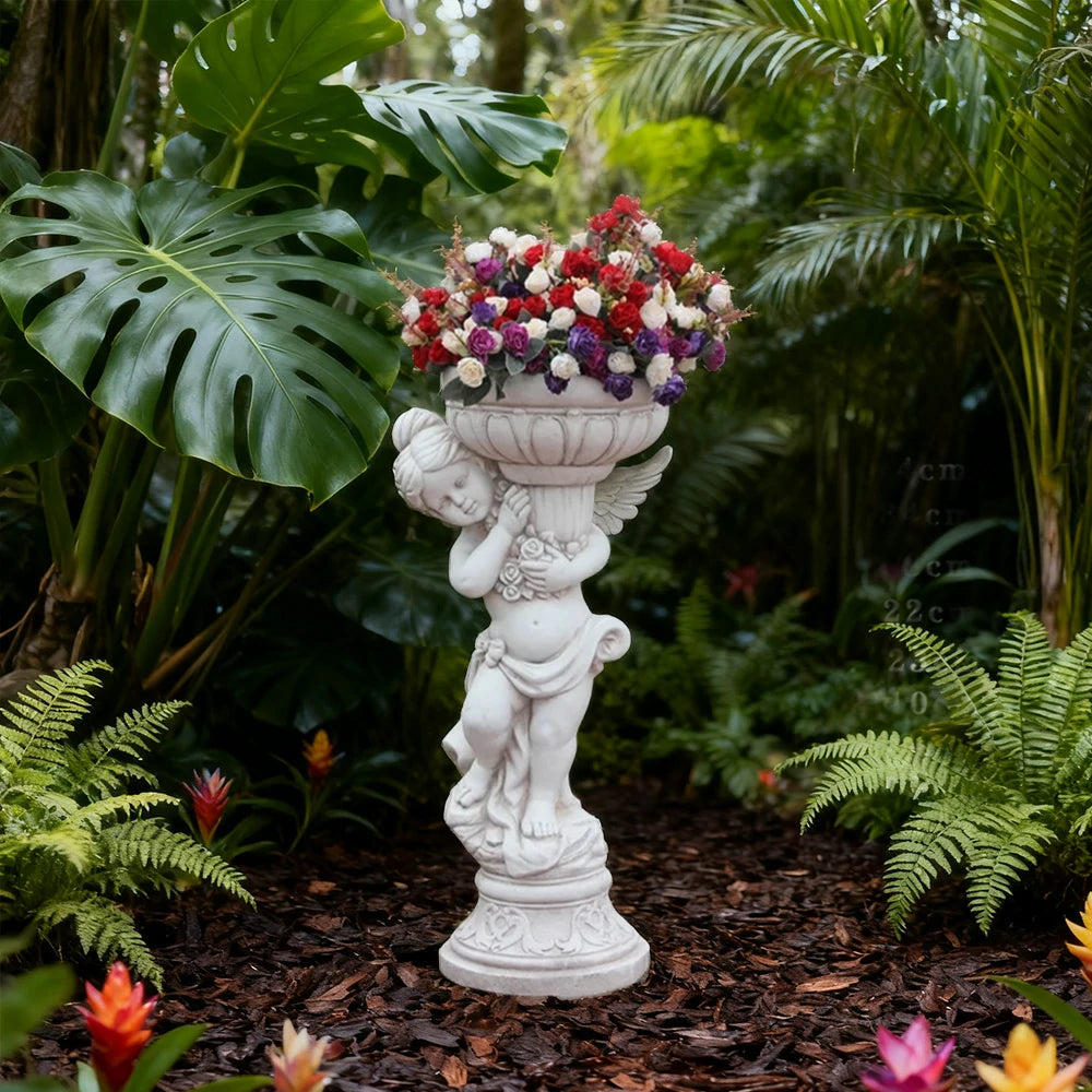 SOLARA 74cm Girl Angel Design Outdoor Planter UV-Resistant, Waterproof, Corrosion-Resistant, Durable for All Weather, Elegant Design for Gardens Patios