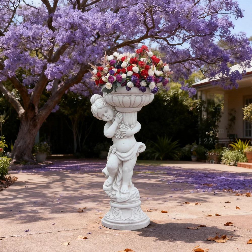 SOLARA 74cm Girl Angel Design Outdoor Planter UV-Resistant, Waterproof, Corrosion-Resistant, Durable for All Weather, Elegant Design for Gardens Patios