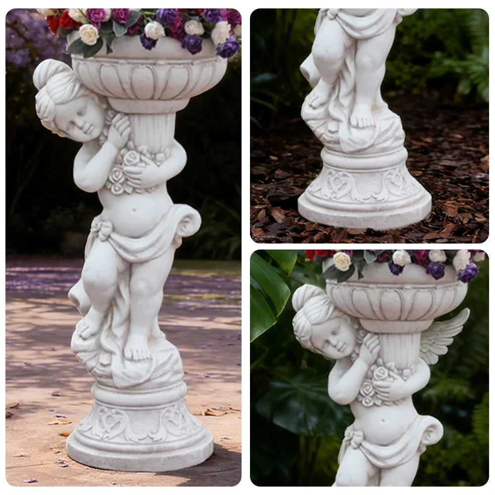 SOLARA 74cm Girl Angel Design Outdoor Planter UV-Resistant, Waterproof, Corrosion-Resistant, Durable for All Weather, Elegant Design for Gardens Patios