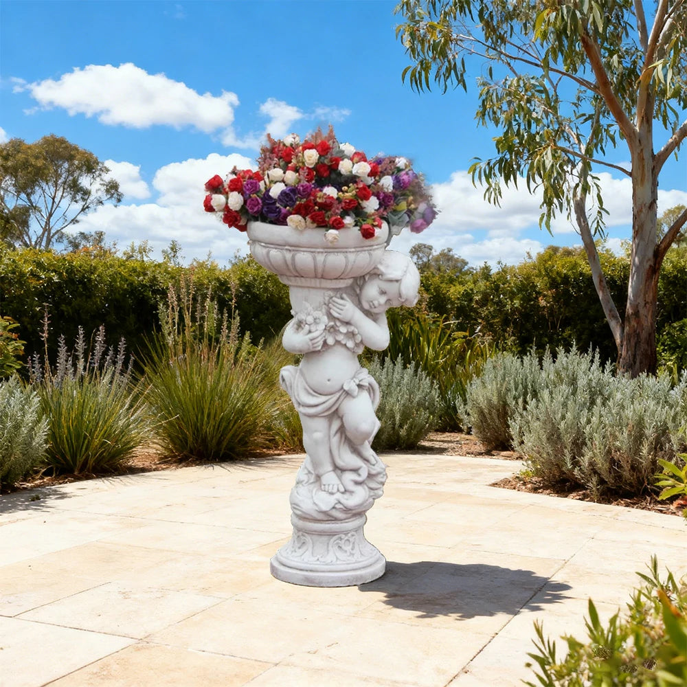 SOLARA 72cm Boy Angel Design Outdoor Planter UV-Resistant, Waterproof, Corrosion-Resistant, Durable for All Weather, Elegant Design for Gardens Patios