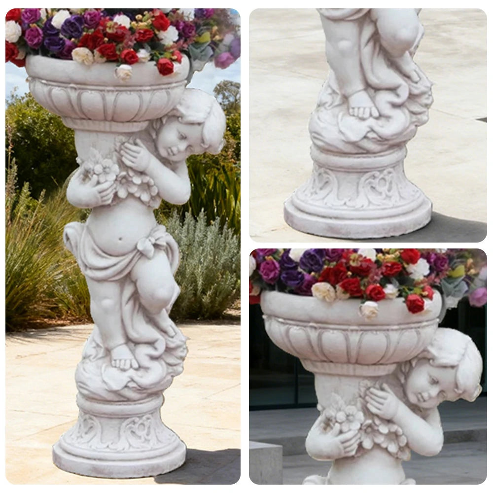 SOLARA 72cm Boy Angel Design Outdoor Planter UV-Resistant, Waterproof, Corrosion-Resistant, Durable for All Weather, Elegant Design for Gardens Patios