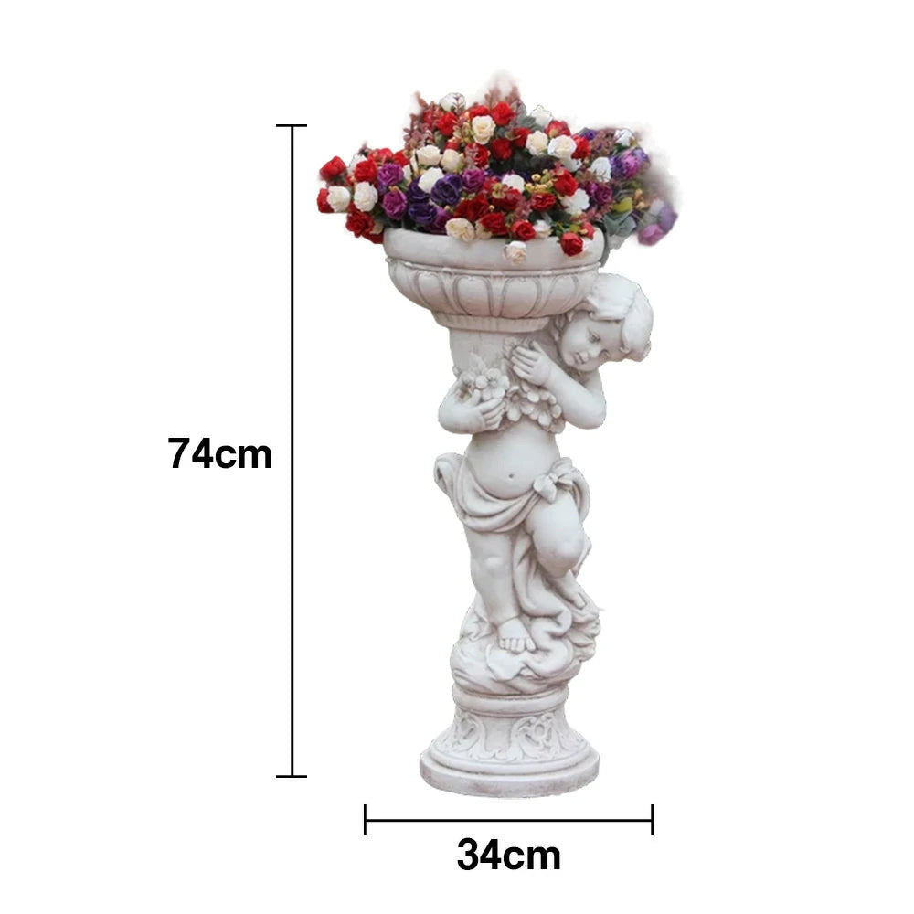 SOLARA 72cm Boy Angel Design Outdoor Planter UV-Resistant, Waterproof, Corrosion-Resistant, Durable for All Weather, Elegant Design for Gardens Patios