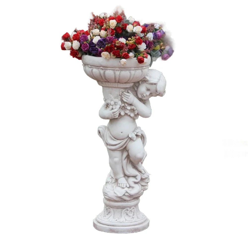 SOLARA 72cm Boy Angel Design Outdoor Planter UV-Resistant, Waterproof, Corrosion-Resistant, Durable for All Weather, Elegant Design for Gardens Patios