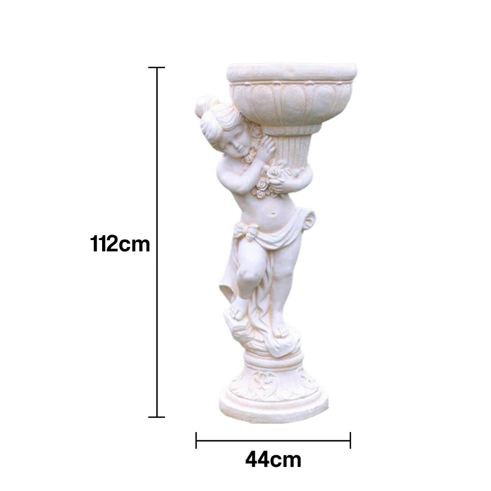 SOLARA 112cm Boy Angel Design Outdoor Planter UV-Resistant, Waterproof, Corrosion-Resistant, Durable for All Weather, Elegant Design for Gardens Patios