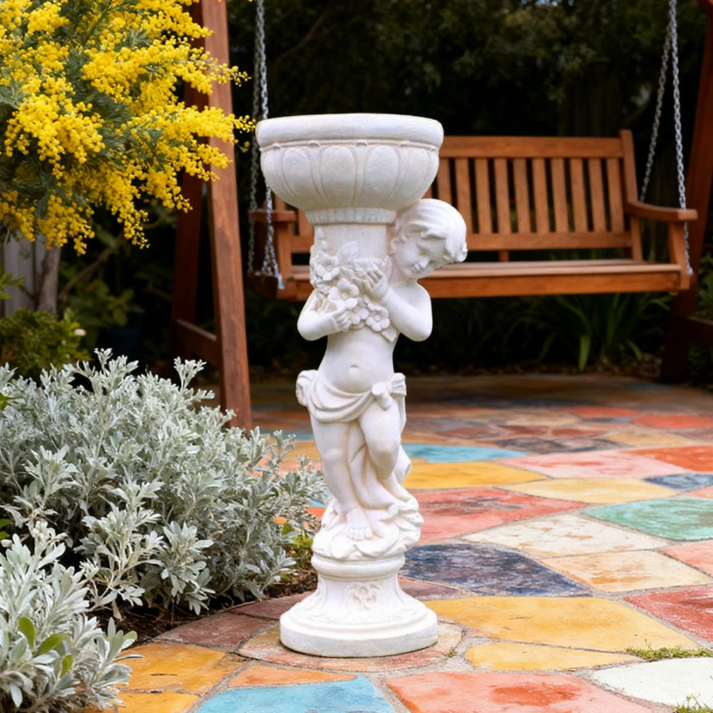 SOLARA 110cm Boy Angel Design Outdoor Planter UV-Resistant, Waterproof, Corrosion-Resistant, Durable for All Weather, Elegant Design for Gardens Patios