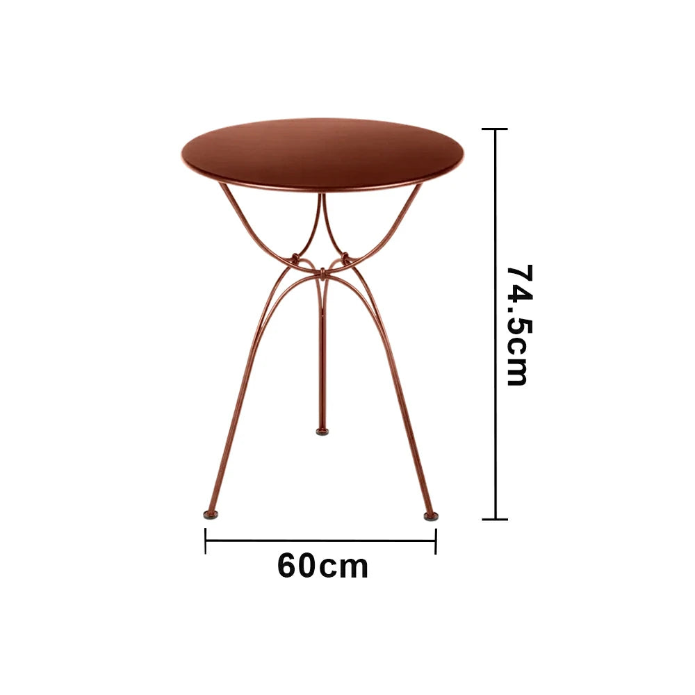 SOLARA Outdoor Round Side Table - Powder-Coated Steel Frame with Hand-Welded Support, Weather-Resistant Patio Accent Table - Red