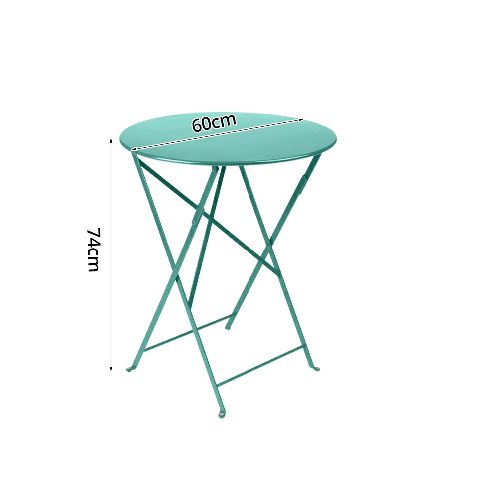 SOLARA Foldable Bistro Table Space-Saving Design Steel Frame with Rust-Resistant Coating French Balcony Style - Blue