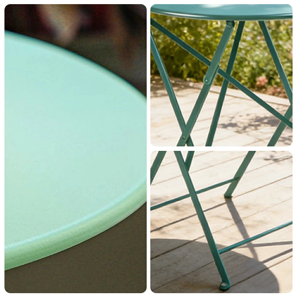 SOLARA Foldable Bistro Table Space-Saving Design Steel Frame with Rust-Resistant Coating French Balcony Style - Blue
