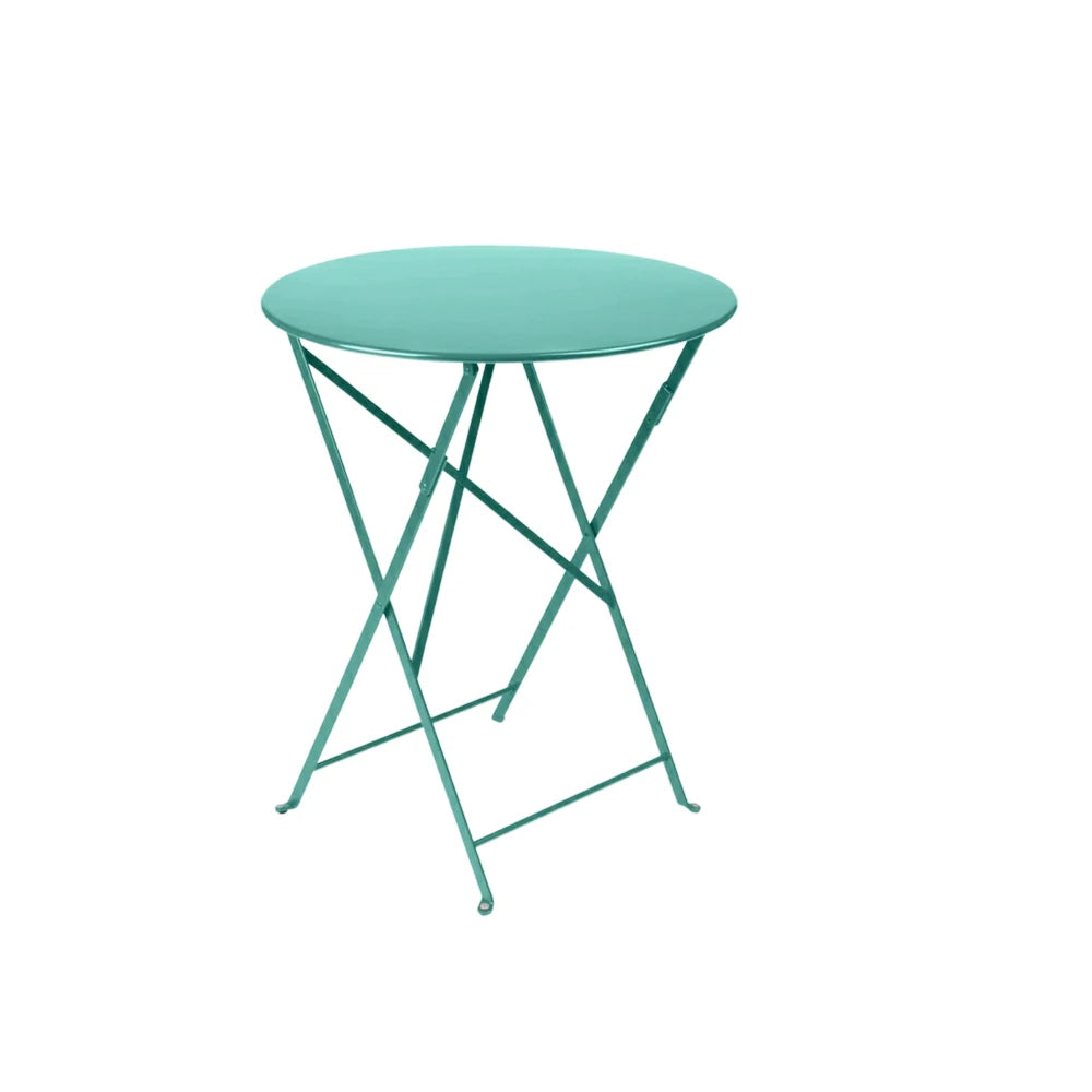 SOLARA Foldable Bistro Table Space-Saving Design Steel Frame with Rust-Resistant Coating French Balcony Style - Blue