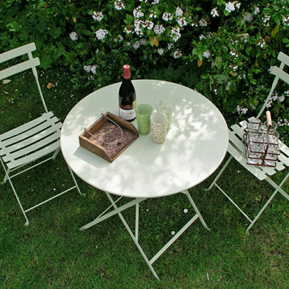 SOLARA Foldable Bistro Table Space-Saving Design Steel Frame with Rust-Resistant Coating French Balcony Style - Green