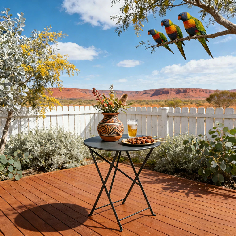 SOLARA Foldable Bistro Table Space-Saving Design Steel Frame with Rust-Resistant Coating French Balcony Style - Grey