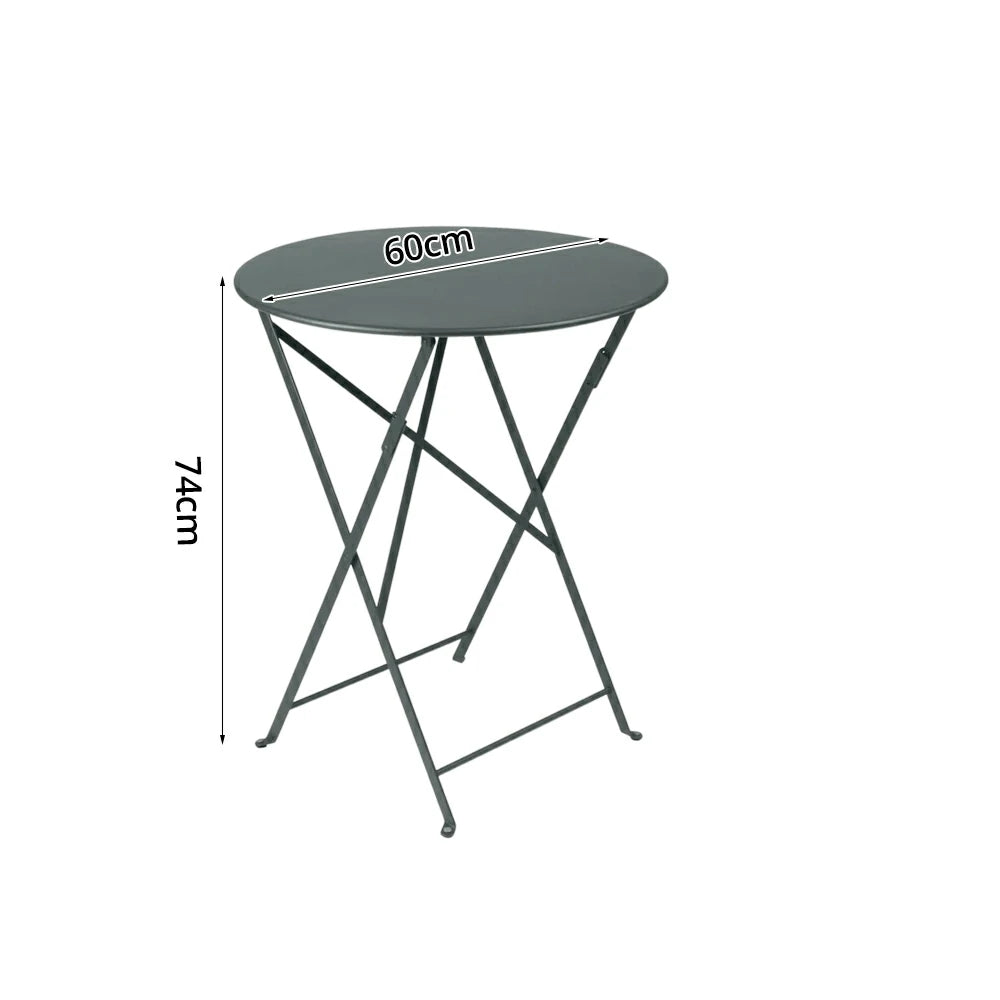 SOLARA Foldable Bistro Table Space-Saving Design Steel Frame with Rust-Resistant Coating French Balcony Style - Grey