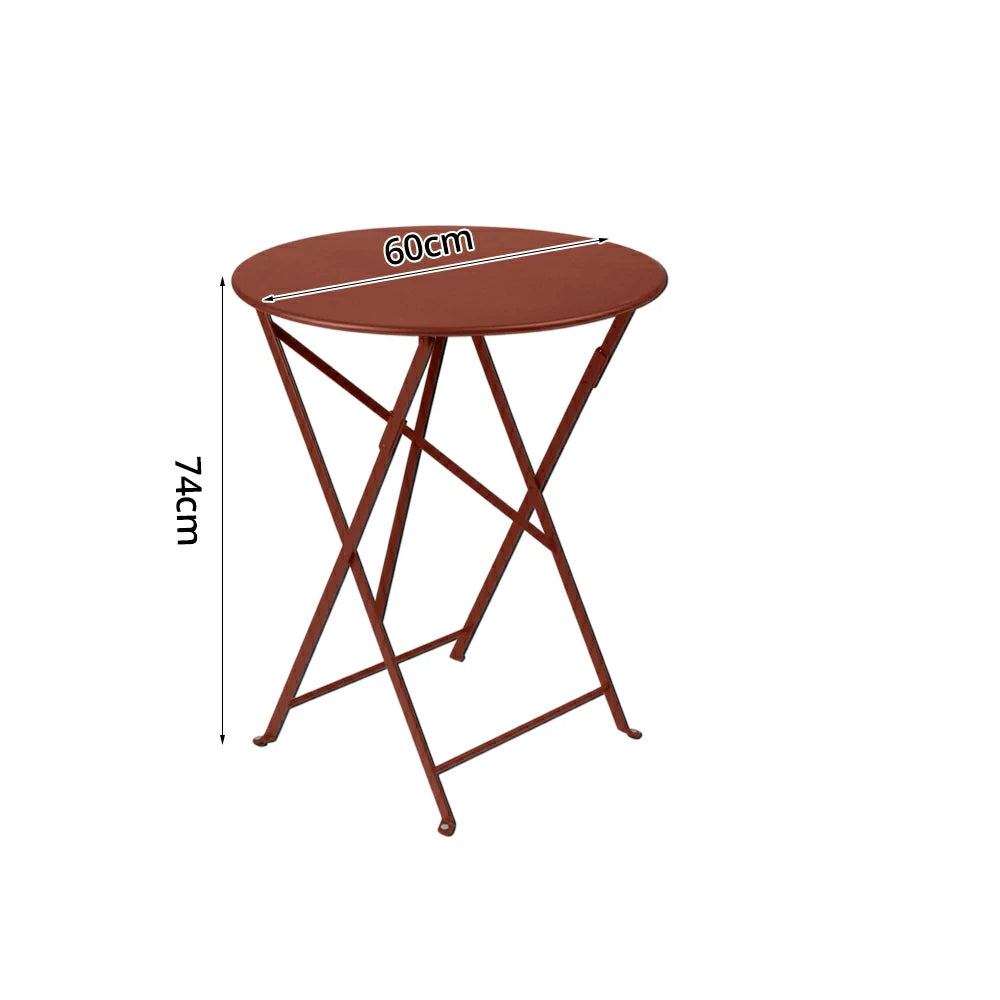 SOLARA Foldable Bistro Table Space-Saving Design Steel Frame with Rust-Resistant Coating French Balcony Style - Wine