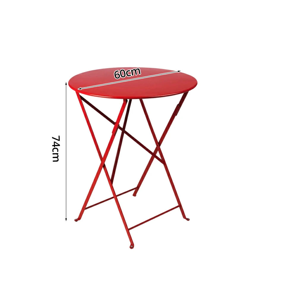 SOLARA Foldable Bistro Table Space-Saving Design Steel Frame with Rust-Resistant Coating French Balcony Style - Red