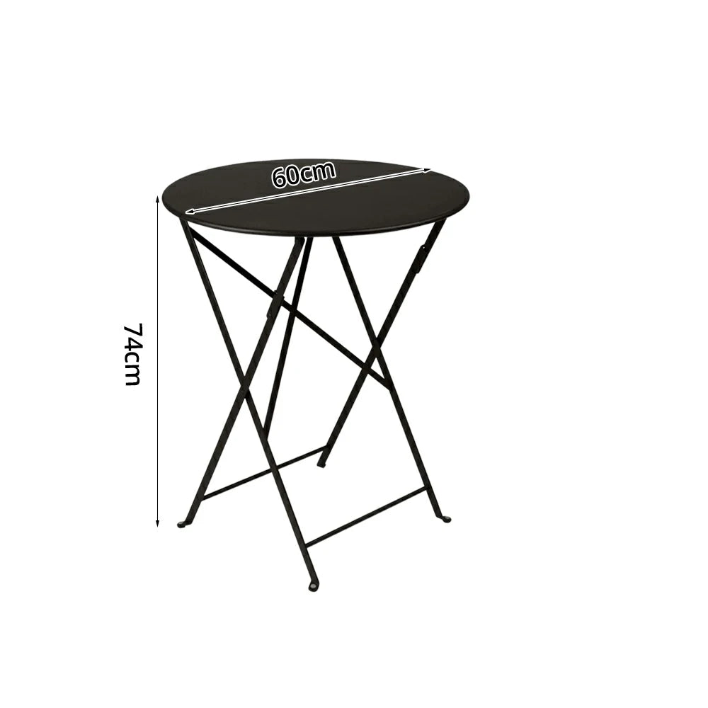 SOLARA Foldable Bistro Table Space-Saving Design Steel Frame with Rust-Resistant Coating French Balcony Style - Black