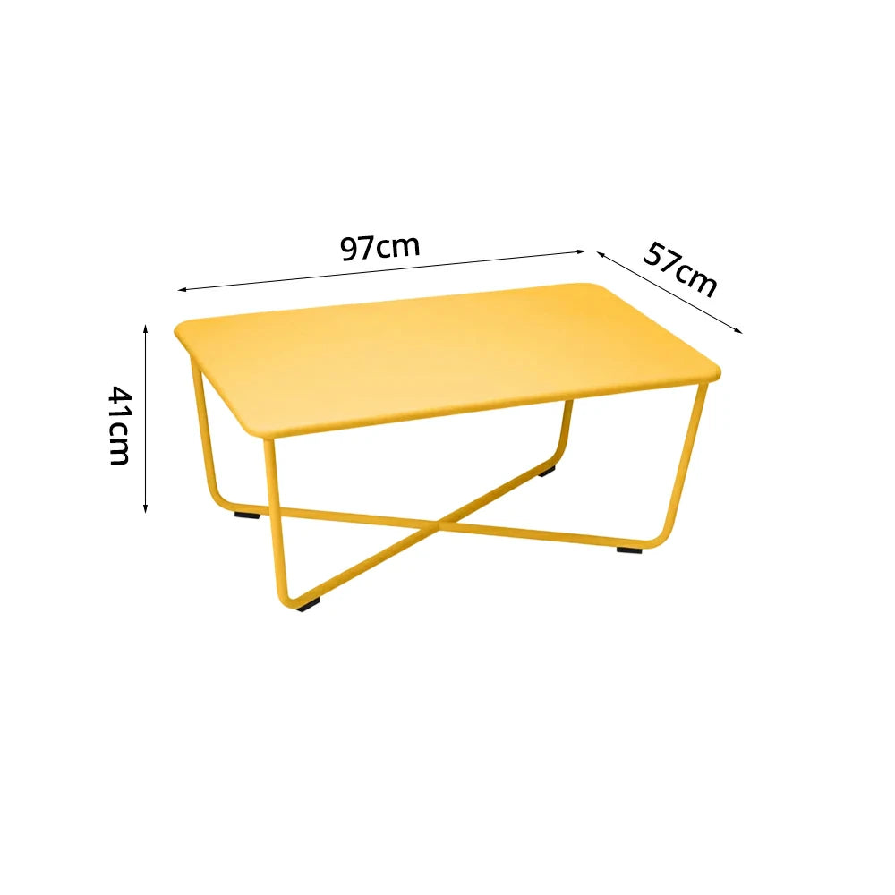 SOLARA Outdoor Coffee Table Rust-Resistant Steel Frame One-Piece Easy-Clean Top French Minimalist Patio Design