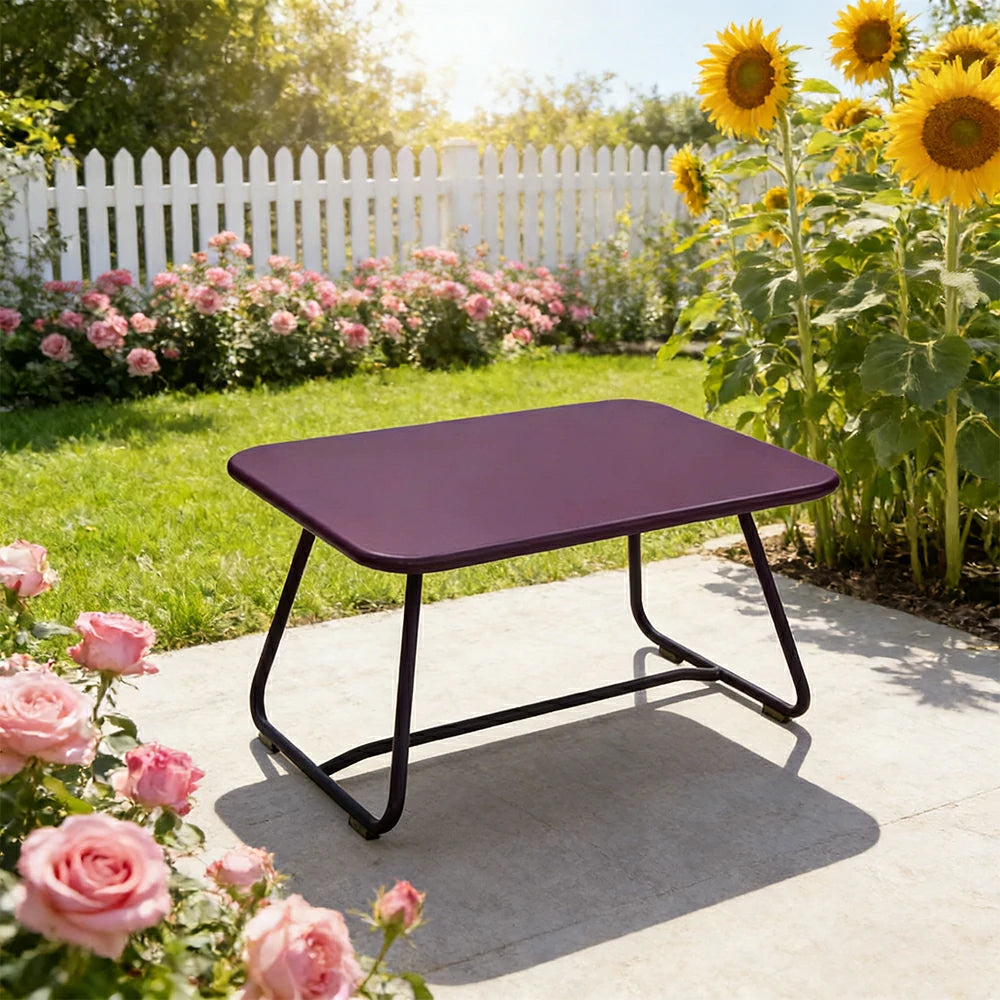 SOLARA Outdoor Side Table Rust-Resistant Steel Frame Aluminium Base Open-Edge Water-Reducing Modern Patio Design