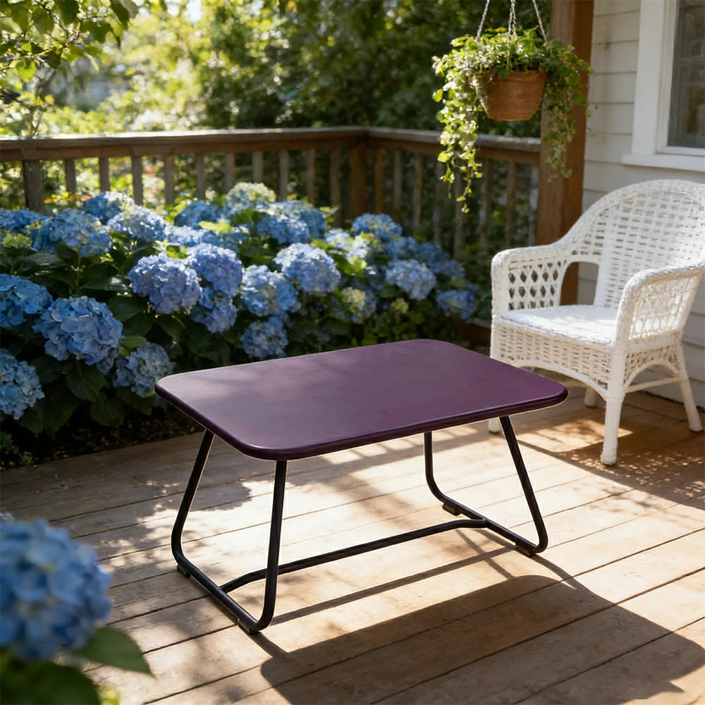 SOLARA Outdoor Side Table Rust-Resistant Steel Frame Aluminium Base Open-Edge Water-Reducing Modern Patio Design