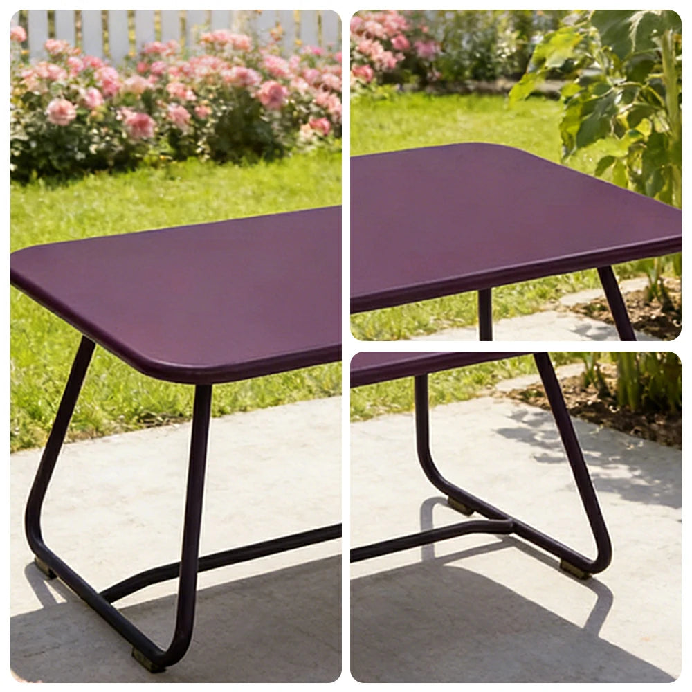 SOLARA Outdoor Side Table Rust-Resistant Steel Frame Aluminium Base Open-Edge Water-Reducing Modern Patio Design