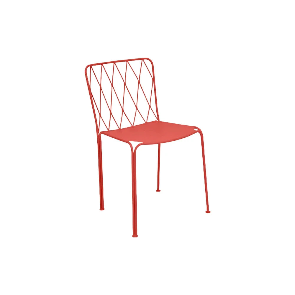 SOLARA Stackable Dining Chair Rust-Resistant Steel Frame Ergonomic Comfort Space-Saving Design for Outdoor Use - Red