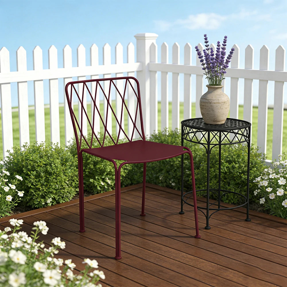 SOLARA Stackable Dining Chair Rust-Resistant Steel Frame Ergonomic Comfort Space-Saving Design for Outdoor Use - Black