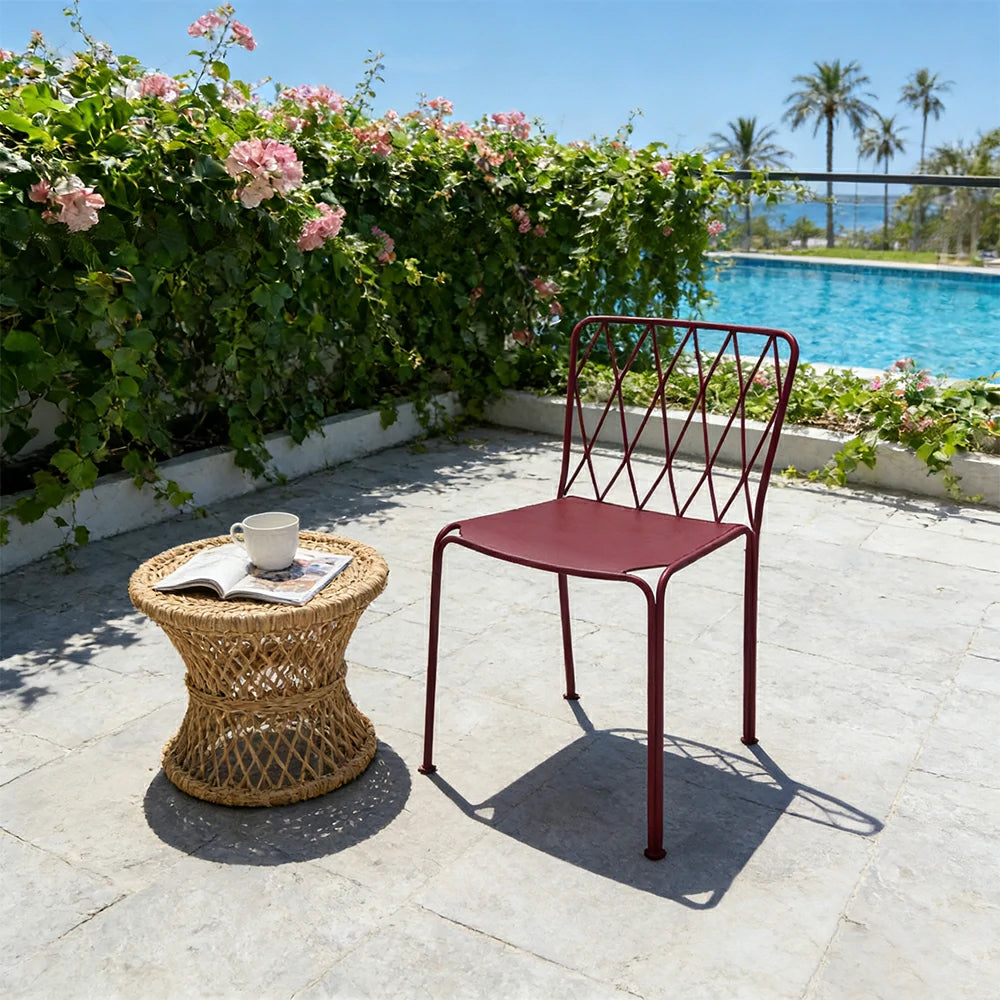 SOLARA Stackable Dining Chair Rust-Resistant Steel Frame Ergonomic Comfort Space-Saving Design for Outdoor Use - Black