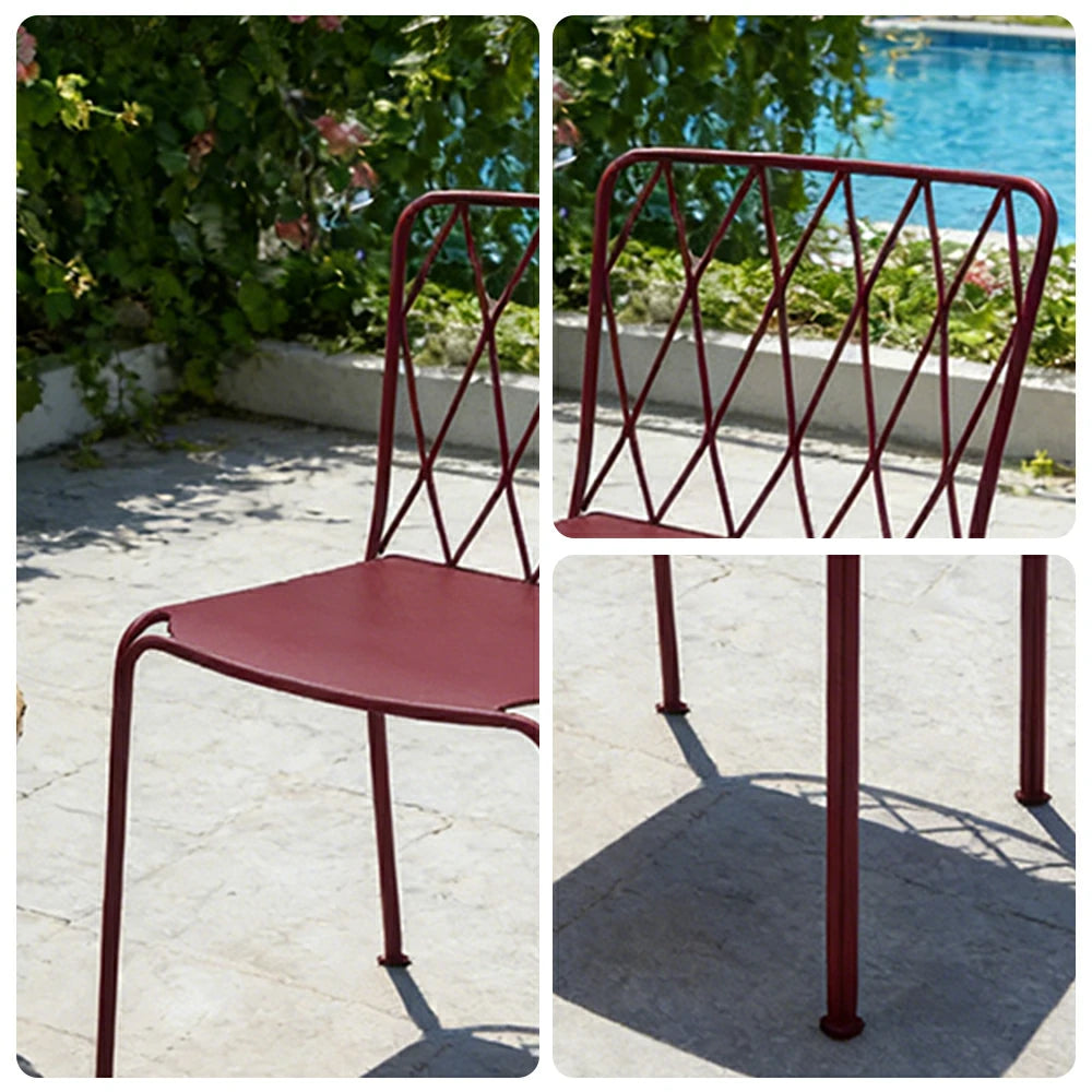 SOLARA Stackable Dining Chair Rust-Resistant Steel Frame Ergonomic Comfort Space-Saving Design for Outdoor Use - Black