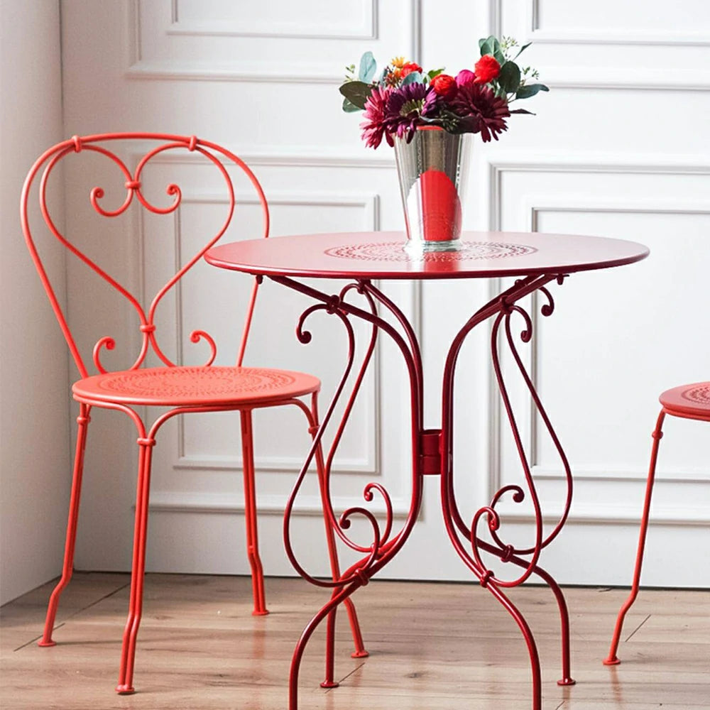 SOLARA Stackable Dining Chair Commercial-Grade Rust-Resistant Steel Frame Perforated Quick-Dry Seat Space-Saving Design - Red