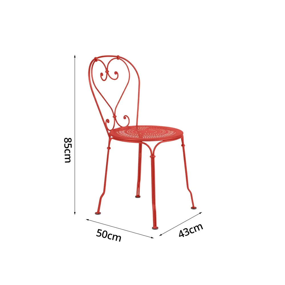 SOLARA Stackable Dining Chair Commercial-Grade Rust-Resistant Steel Frame Perforated Quick-Dry Seat Space-Saving Design - Red