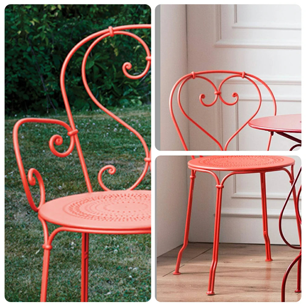 SOLARA Stackable Dining Chair Commercial-Grade Rust-Resistant Steel Frame Perforated Quick-Dry Seat Space-Saving Design - Red