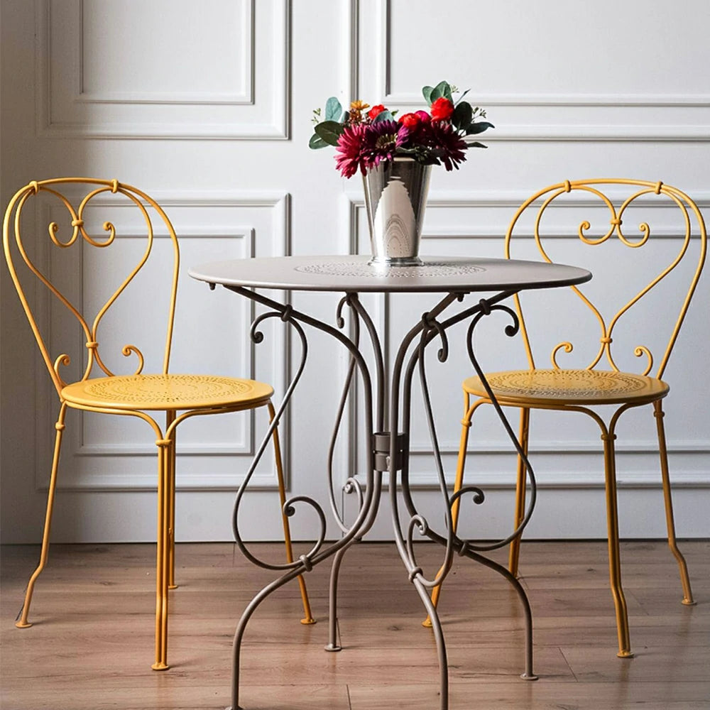 SOLARA Stackable Dining Chair Commercial-Grade Rust-Resistant Steel Frame Perforated Quick-Dry Seat Space-Saving Design - Yellow