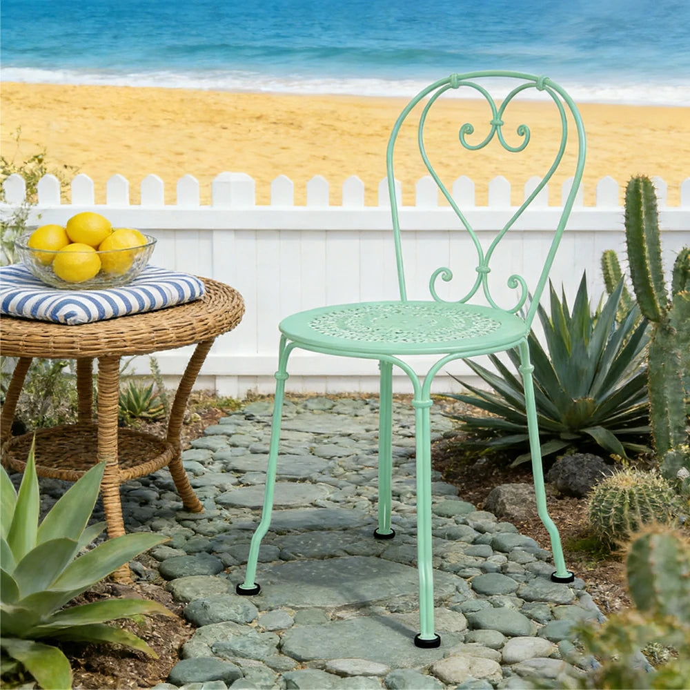 SOLARA Stackable Dining Chair Commercial-Grade Rust-Resistant Steel Frame Perforated Quick-Dry Seat Space-Saving Design - Green