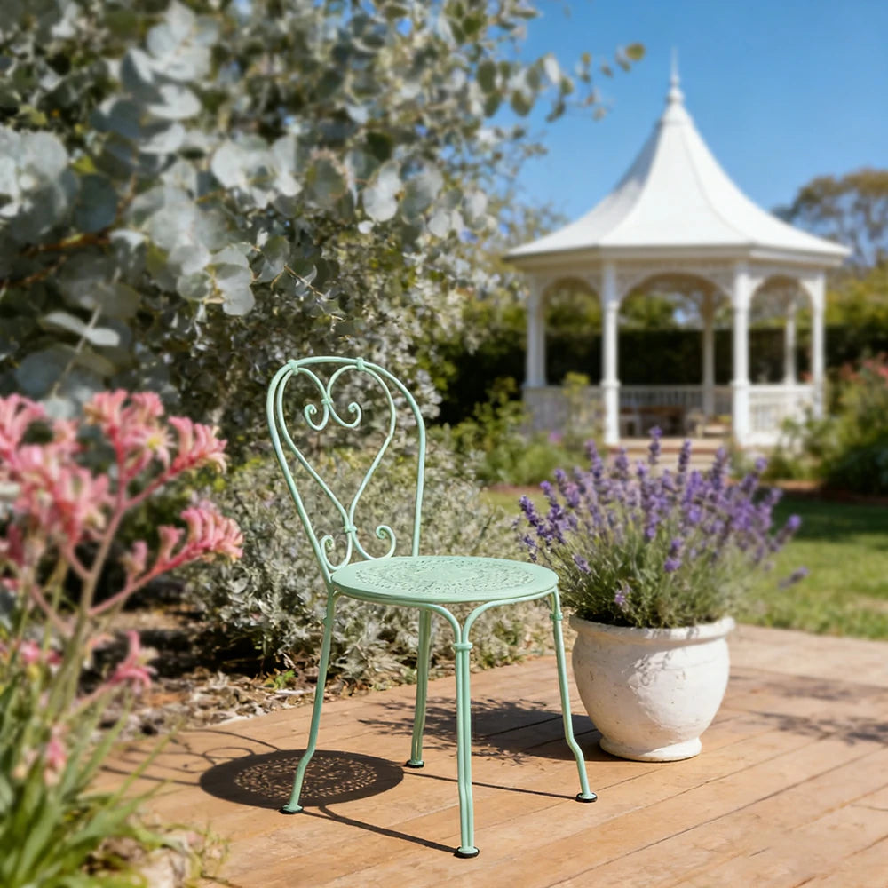 SOLARA Stackable Dining Chair Commercial-Grade Rust-Resistant Steel Frame Perforated Quick-Dry Seat Space-Saving Design - Green