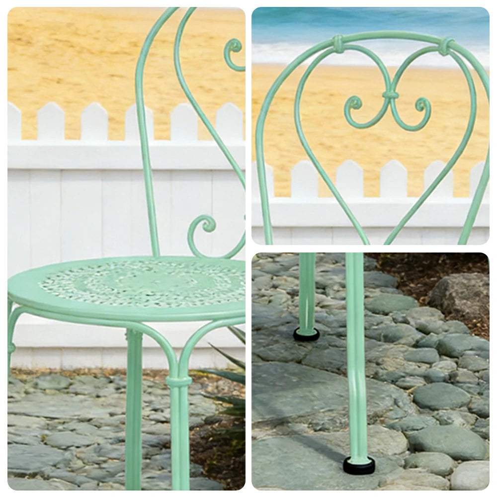 SOLARA Stackable Dining Chair Commercial-Grade Rust-Resistant Steel Frame Perforated Quick-Dry Seat Space-Saving Design - Green