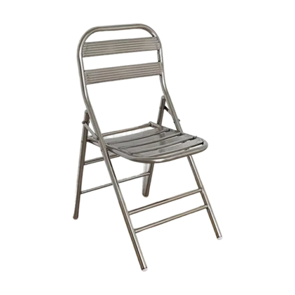SOLARA Foldable Stainless Steel Chair 304 Anti-Rust Heavy Duty Space Saving Portable Seating for Home Kitchen Balcony - Silver