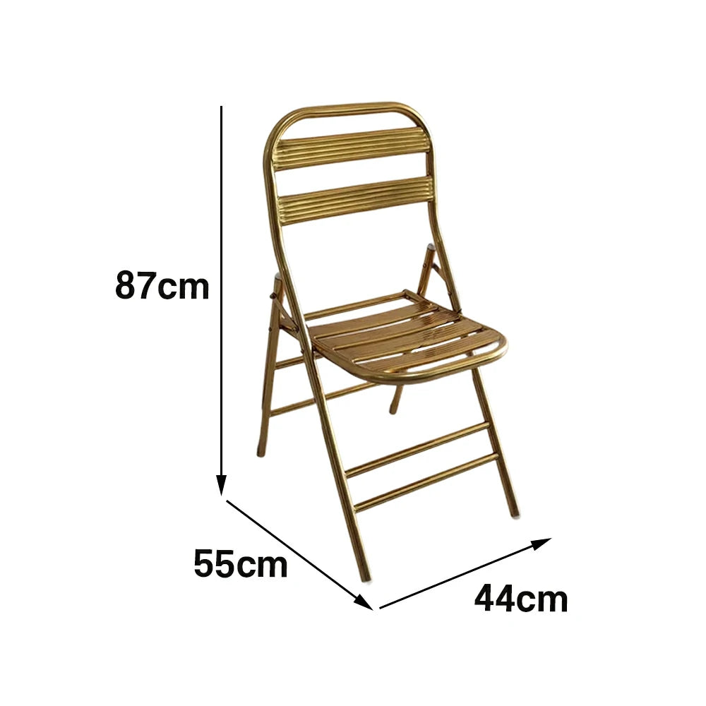 SOLARA Foldable Stainless Steel Chair 304 Anti-Rust Heavy Duty Space Saving Portable Seating for Home Kitchen Balcony - Gold