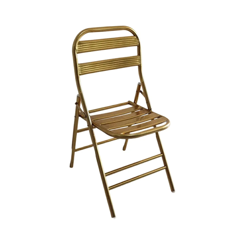 SOLARA Foldable Stainless Steel Chair 304 Anti-Rust Heavy Duty Space Saving Portable Seating for Home Kitchen Balcony - Gold