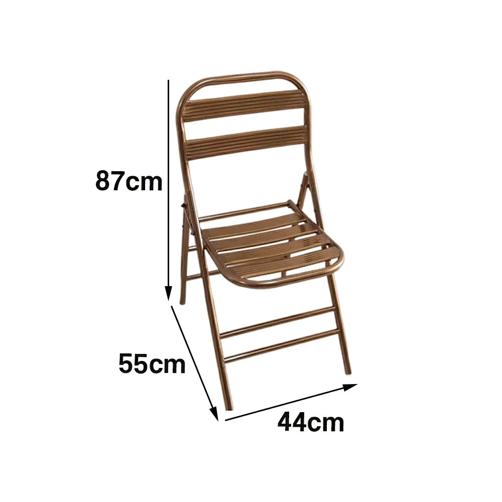 SOLARA Foldable Stainless Steel Chair 304 Anti-Rust Heavy Duty Space Saving Portable Seating for Home Kitchen Balcony - Rose Gold
