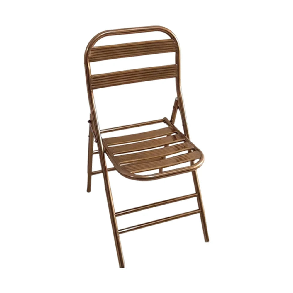 SOLARA Foldable Stainless Steel Chair 304 Anti-Rust Heavy Duty Space Saving Portable Seating for Home Kitchen Balcony - Rose Gold