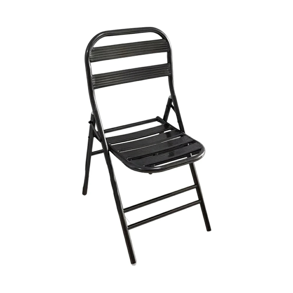SOLARA Foldable Stainless Steel Chair 304 Anti-Rust Heavy Duty Space Saving Portable Seating for Home Kitchen Balcony - Black