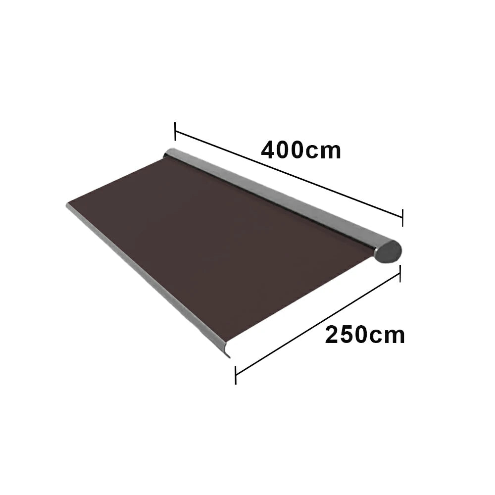 SOLARA Electric Retractable Awning Black Frame Remote Control Waterproof Aluminium 300/400/500cm Patio Balcony Outdoor Use - Brown