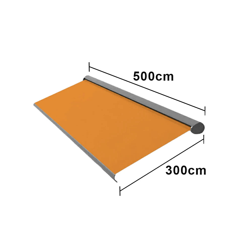 SOLARA Electric Retractable Awning Black Frame Remote Control Waterproof Aluminium 300/400/500cm Patio Balcony Outdoor Use - Orange