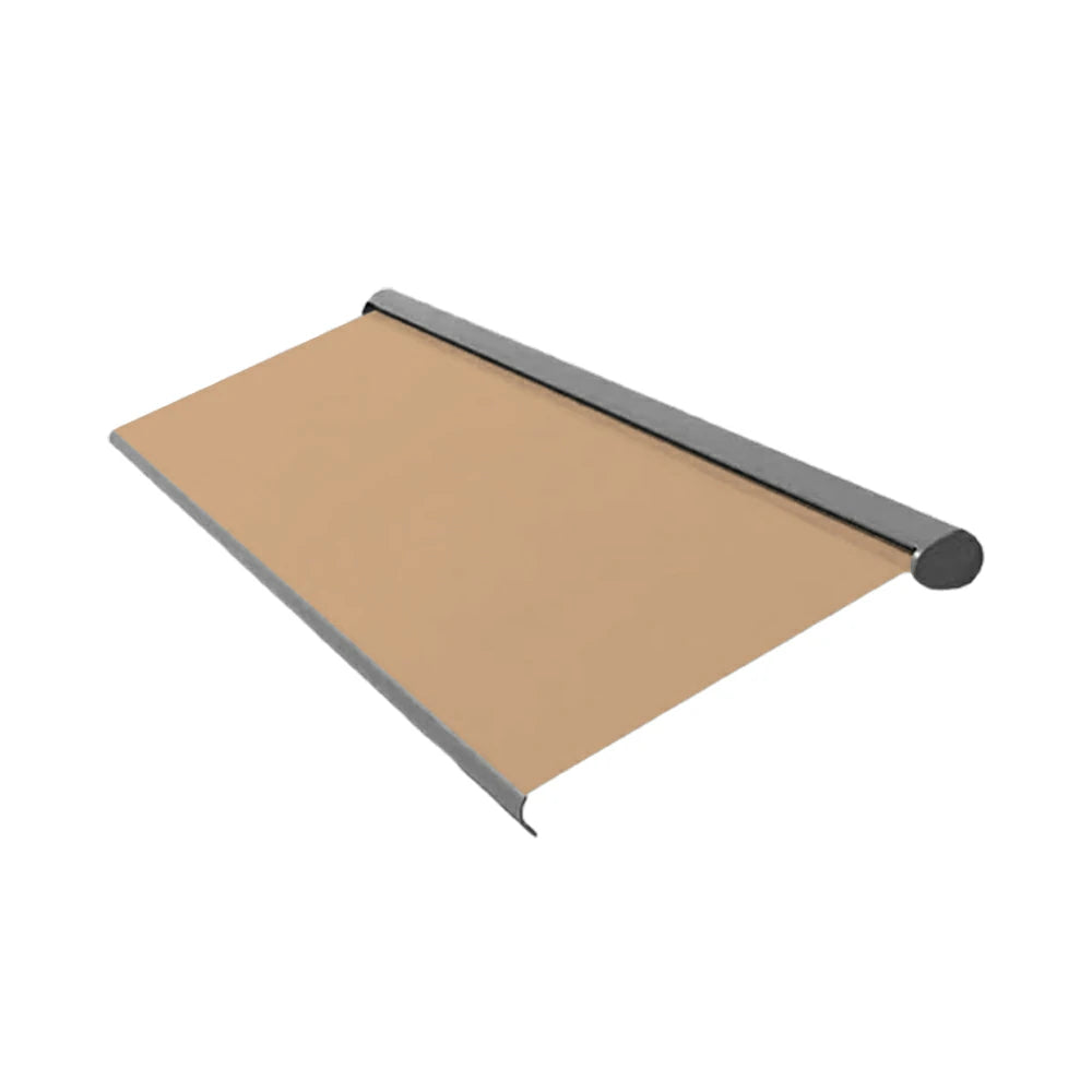 SOLARA Electric Retractable Awning Black Frame Remote Control Waterproof Aluminium 300/400/500cm Patio Balcony Outdoor Use - Khaki