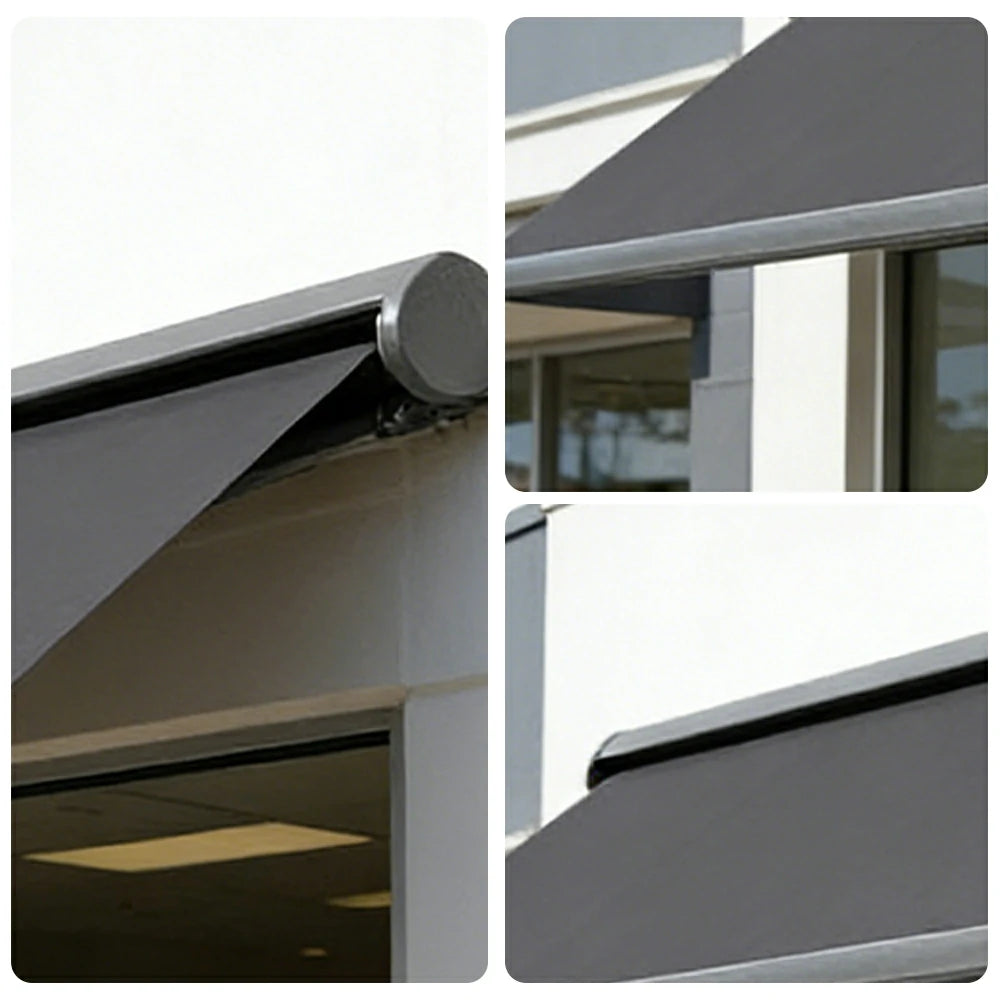 SOLARA Electric Retractable Awning Black Frame Remote Control Waterproof Aluminium 300/400/500cm Patio Balcony Outdoor Use - Dark Grey