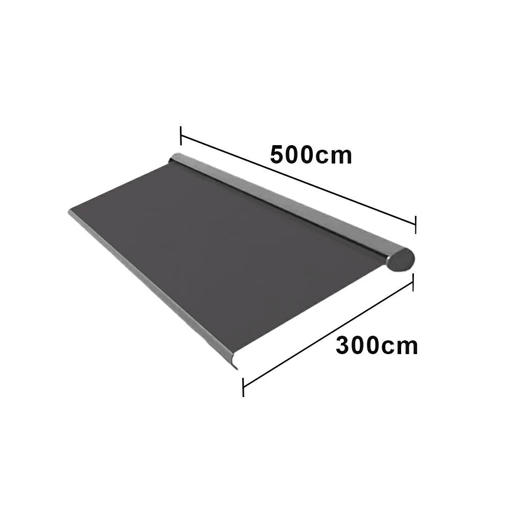 SOLARA Electric Retractable Awning Black Frame Remote Control Waterproof Aluminium 300/400/500cm Patio Balcony Outdoor Use - Dark Grey